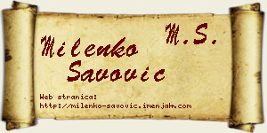 Milenko Savović vizit kartica